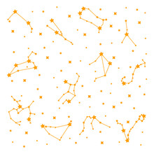 Yellow Constellations Stroke. High Quality Vector