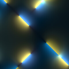 Aufkleber - Fluorescent lamps on a dark background. Space creative design. 3d rendering digital illustration