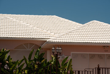 the roof is covered with white tiles