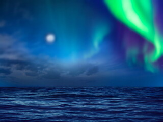Wall Mural - moon on starry sky bright dark shiny clear nebula star flares fall background copy space template