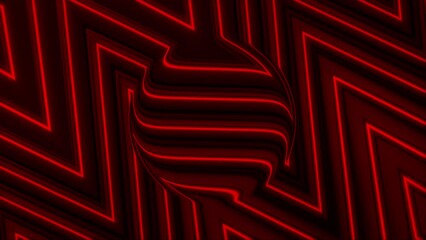 Poster - Abstract red striped background with a sphere, seamless loop. Motion. Zig zag stripes flowing on a black background.