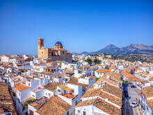 Aerial View Of Altea With Its Church And The Famous Dome Of The Mediterranean.
