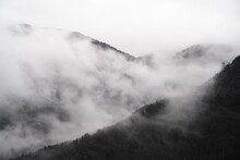 Misty Mountain Landscape In The Pyrenees