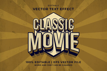 Sticker - Editable text effect Classic Movie Vintage 3d Cartoon template style premium vector