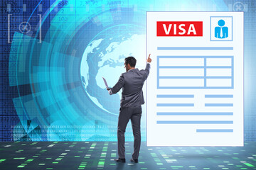 Visa application concept with businessman