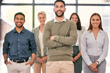 Poster - This is what a great team looks like. Shot of a diverse group of businesspeople standing together in the office.