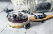 Tasty Blueberry Cheesecake With Fresh Sweet Blueberries