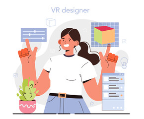 Poster - Virtual reality designer concept. Futuristic digital innovation. VR technology