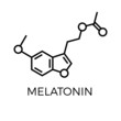 Vector thin line icon of melatonin molecular structure. Chemical formula