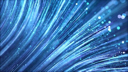 Wall Mural - Blue particle stripes are constantly rising, shining particle light video. elegant particle line background, stage performance LED background.