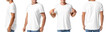 © Pixel-Shot - Set of young man in modern t-shirt on white background. Mockup for design