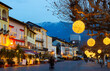 Picturesque night view of old center of Ascona town at Lake Maggiore lakeshore