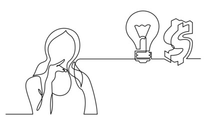 Sticker - one line drawing of person thinking about idea solving problems finding solutions