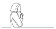 one line drawing of woman thinking finding solutions solving problems