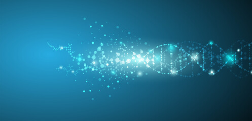 connection concept of fluorescence molecules and DNA is used in medicine and business.