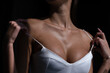 Women breast boobs, woman after plastic surgery. Sexy boob in white bra. Sexy woman, breasts, big boobs. Sexy boob bra.