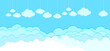 blue sky with clouds design. Beautiful fluffy clouds on the blue sky background. Paperwhite clouds on blue. Clouds on blue sky banner