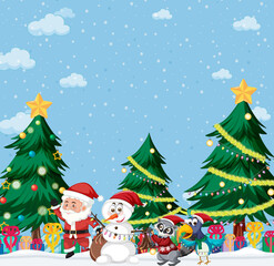 Poster - Christmas holidays with Santa and snowman