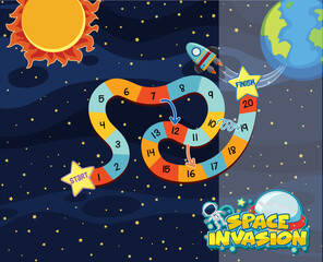 Wall Mural - game template with space theme background