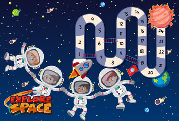 Wall Mural - Game template with space theme background