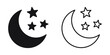 © Maksim - Moon with stars line icon on white background. Minimalist style.