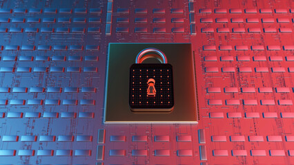 Aufkleber - Technology background security concept/Cyber security concept.  Illustrates cyber data security or information privacy idea in mother server is processing the data