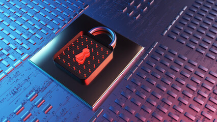 Aufkleber - Technology background security concept/Cyber security concept.  Illustrates cyber data security or information privacy idea in mother server is processing the data