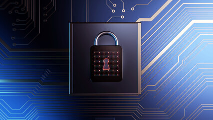 Aufkleber - Technology background security concept/Cyber security concept.  Illustrates cyber data security or information privacy idea in mother server is processing the data