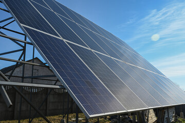 solar panels on a clear day outdoors