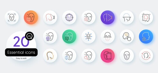 Poster - face recognition line icons. bicolor outline web elements. set of facial biometrics detection, scann