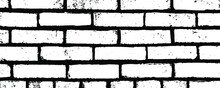 Brick Wall Silhouette Pattern. Noisy Print. Vintage Style With Detail Grunge. Monochrome Retro Scratch Background. Texture For Poster, Fabric, Background And Different Print Production. 