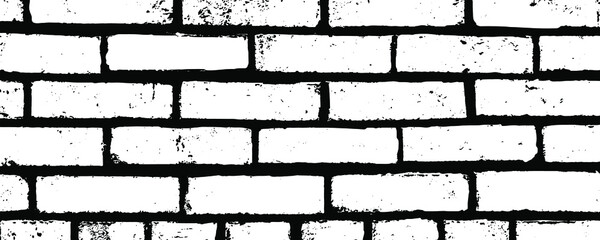 Brick Wall silhouette pattern. Noisy print. Vintage style with detail grunge. Monochrome retro scratch background. Texture for poster, fabric, background and different print production. 