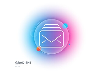 Poster - mail line icon. gradient blur button with glassmorphism. new messages correspondence sign. e-mail sy