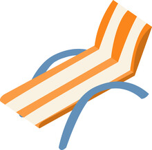 Red Striped Deckchair As Folding Fabric Chair For Beach Sunbathing Vector Illustration