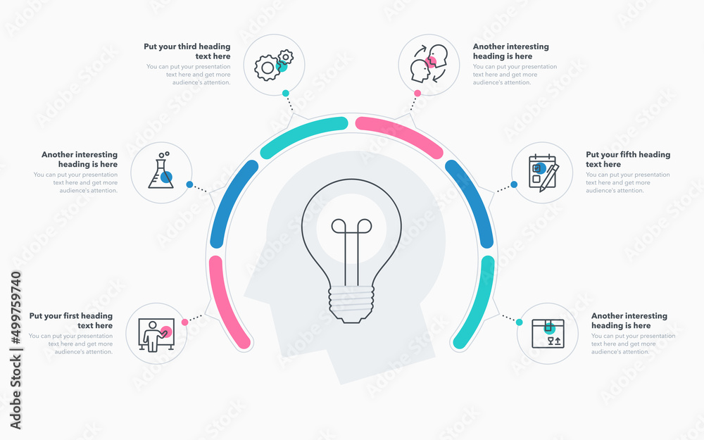 Vector de Stock Innovation process template with six colorful steps ...