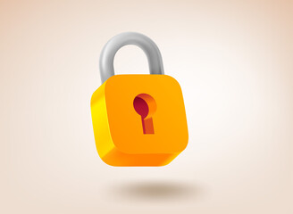 Poster - Yellow padlock. Safety concept. 3d vector illustration