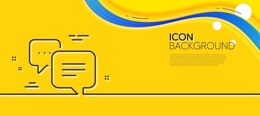 Poster - dots message line icon. abstract yellow background. chat comment sign. speech bubble symbol. minimal