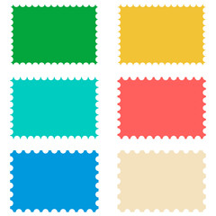 Poster - Postage stamp template, perforated outline of a postage stamp tear line set