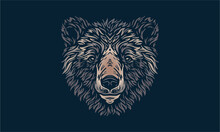 Himalayan Black Bear On Dark Background, Vector, Illustration Logo, Sign, Emblem.