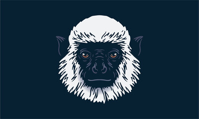 Gray langur on dark background, vector, illustration logo, sign, emblem.