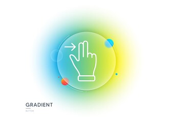 Poster - Touchscreen gesture line icon. Gradient blur button with glassmorphism. Slide right arrow sign. Swipe action symbol. Transparent glass design. Touchscreen gesture line icon. Vector