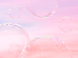 Aufkleber - Beauty fashion background with water bubbles for cosmetic product display. 3d rendering.