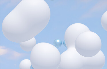 Poster - Beauty fashion background with floating white sphere for cosmetic product display. 3d rendering.
