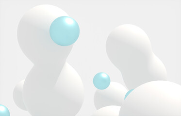 Poster - Beauty fashion background with floating white sphere for cosmetic product display. 3d rendering.