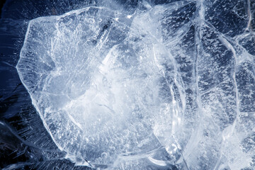 Poster - beautiful blue ice with cracks. frosty texture