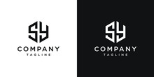 Creative Letter SY Monogram Hexagon Logo Design Icon Template White And Black Background
