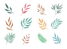 Hand Painted Leaves For Decoration In Minimalist Style