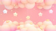 3d rendered cute hanging stars and clouds. Sweet lullaby theme.