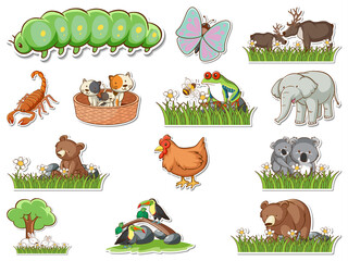 Sticker - Sticker set of cartoon wild animals