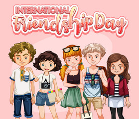 Canvas Print - International Friendship Day with teenagers group